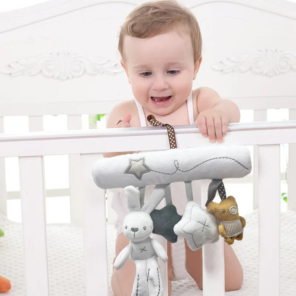 New Hanging Baby Crib Rabbit Rattle Safety Seat Plush Toy Multifunctional Baby Sleep Companion Hanging Decoration Gift