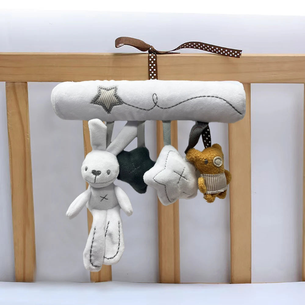 2025 New Hanging Bed Rabbit Baby Hand Bell Safety Seat Plush Toy Multifunctional Plush Toy Stroller Mobile Gifts