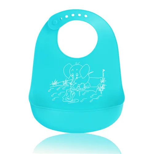 Infant Silicone Waterproof Baby Bibs for Feeding Food Soft Adjustable Burp Cloth Baby Stuff Bandana Bib Cartoon Elephant Bib