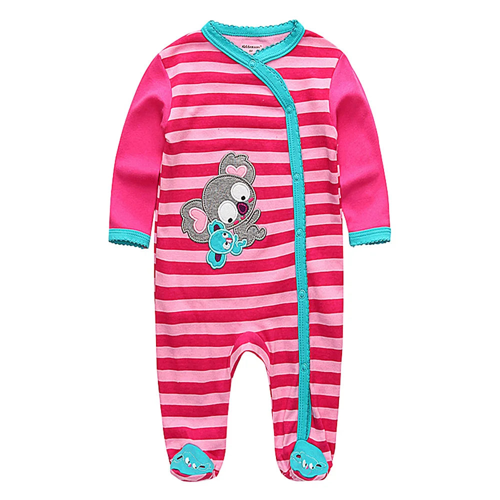 Certified Organic Cotton Romper Baby Girl Boy Custom Baby Romper Clothes Set Long Sleeve Knitted Baby Clothes Romper Pajamas