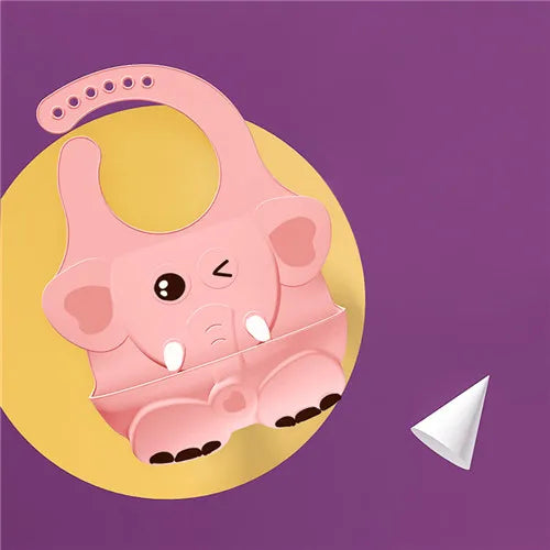 Infant Silicone Waterproof Baby Bibs for Feeding Food Soft Adjustable Burp Cloth Baby Stuff Bandana Bib Cartoon Elephant Bib