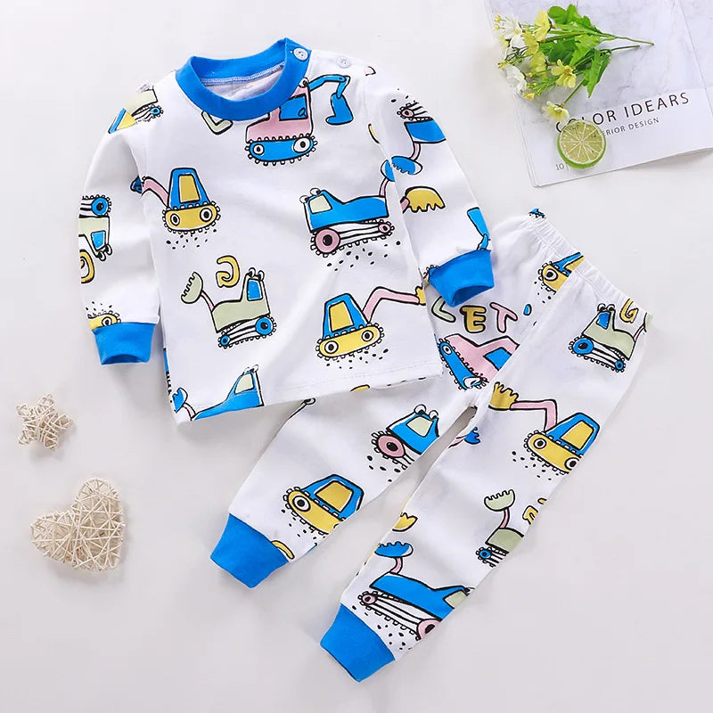 2024 Spring Autumn New Baby Clothing Set Cartoon Cotton Baby Boys Clothing Girls Suit Set 0-3 Year Baby Clothes