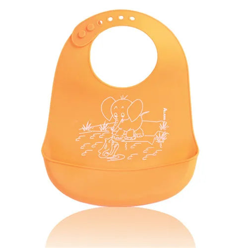 Infant Silicone Waterproof Baby Bibs for Feeding Food Soft Adjustable Burp Cloth Baby Stuff Bandana Bib Cartoon Elephant Bib