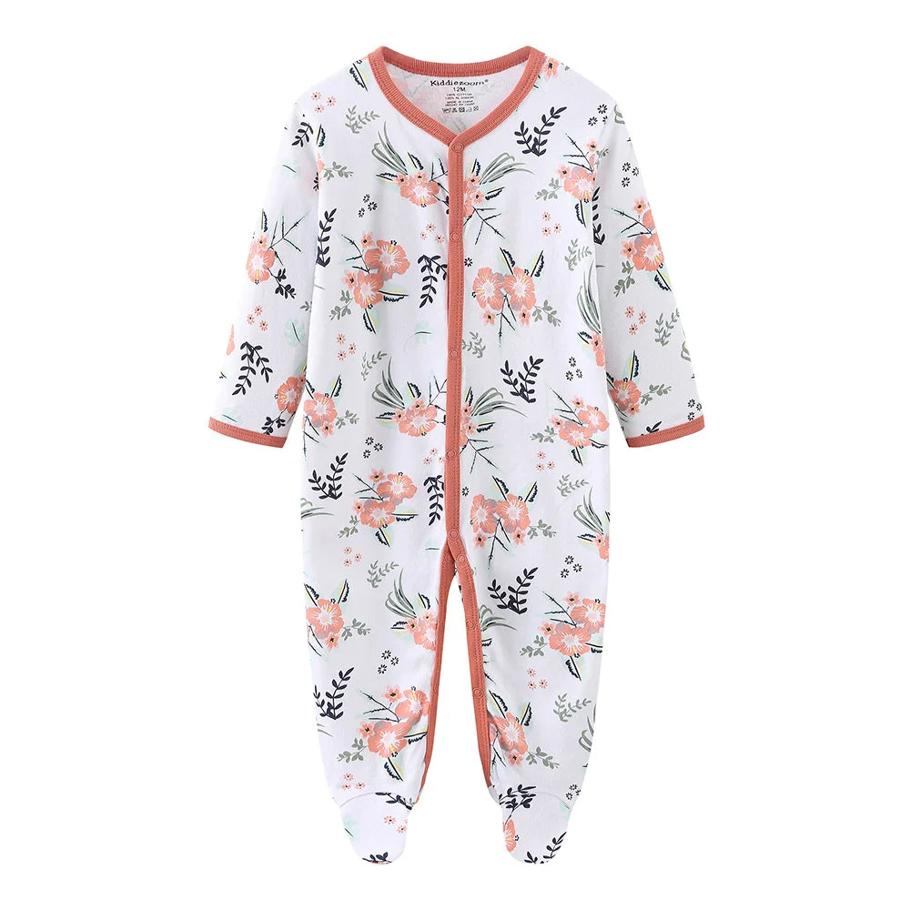 Wholesale High Quality Baby Romper Custom Print Baby Romper Unisex  Long-sleeve Romper Baby Clothes Set 100%cotton