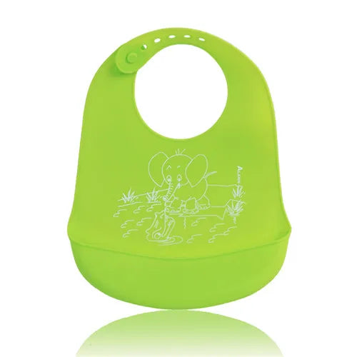 Infant Silicone Waterproof Baby Bibs for Feeding Food Soft Adjustable Burp Cloth Baby Stuff Bandana Bib Cartoon Elephant Bib