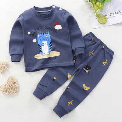 2024 Spring Autumn New Baby Clothing Set Cartoon Cotton Baby Boys Clothing Girls Suit Set 0-3 Year Baby Clothes