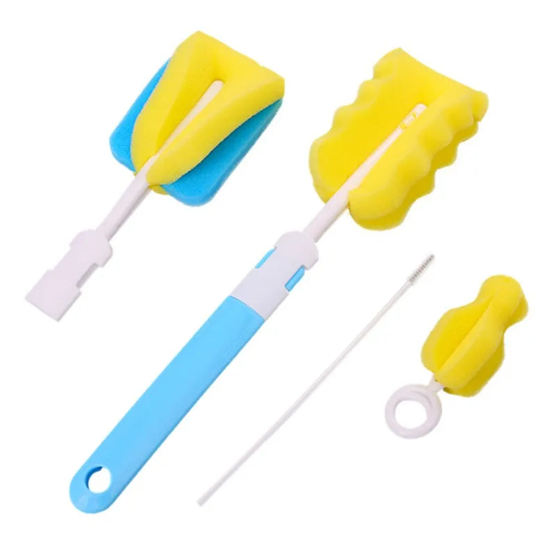 Baby Bottle Cleaning Brush Set Infant Nipple 360° Rotating Clean Sponge Spout Cup Pacifier Straw Brush Kit Bottle Clean Tool Set