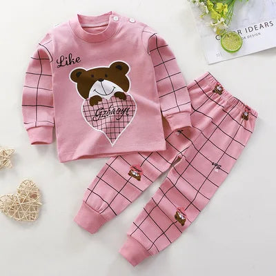 2024 Spring Autumn New Baby Clothing Set Cartoon Cotton Baby Boys Clothing Girls Suit Set 0-3 Year Baby Clothes