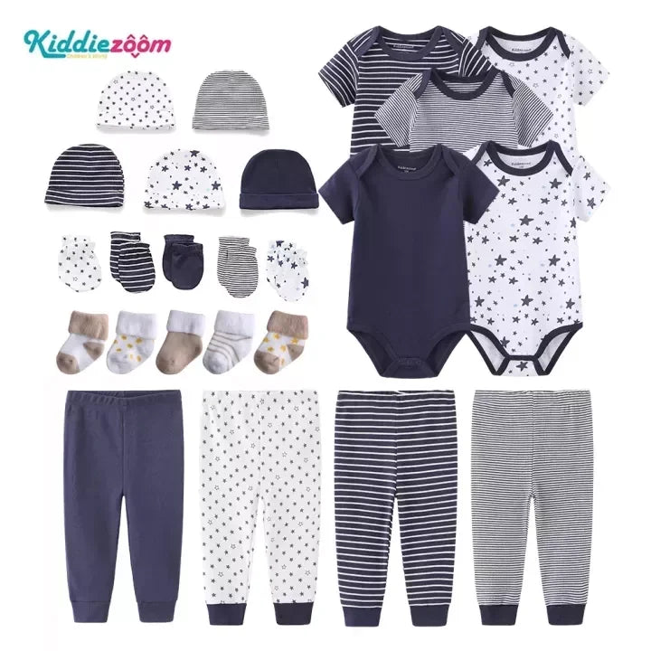 24pcs  New Born Baby Clothes Sets Star Print Baby Boy Clothing Set 100%cotton Baby Gift Set
