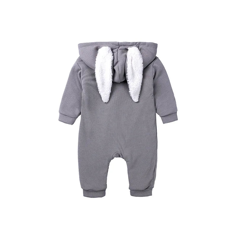 New Arrival Baby Zip up Romper Winter Warm Thick Jumpsuit Cartoon Hooded Ear Pullout Overral Baby Clothes