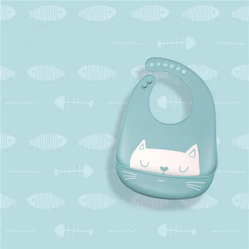 Infant Silicone Waterproof Baby Bibs for Feeding Food Soft Adjustable Burp Cloth Baby Stuff Bandana Bib Cartoon Elephant Bib