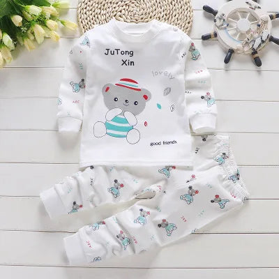 2024 Spring Autumn New Baby Clothing Set Cartoon Cotton Baby Boys Clothing Girls Suit Set 0-3 Year Baby Clothes