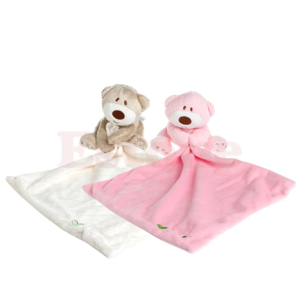 Top Quality Bear Baby Kids Appease Towel Comforter Plush Stuffed Washable Blanket Soft Smooth Toy( pink/hot pink randomly)