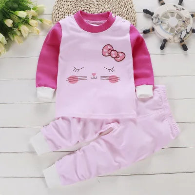 2024 Spring Autumn New Baby Clothing Set Cartoon Cotton Baby Boys Clothing Girls Suit Set 0-3 Year Baby Clothes
