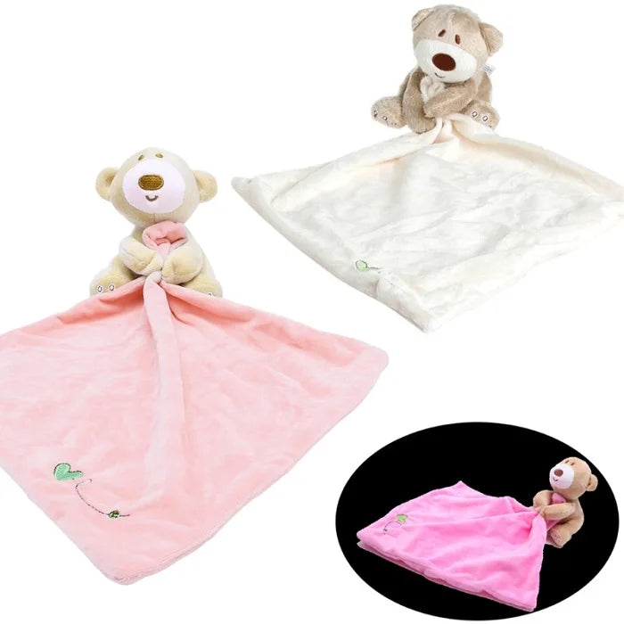 Top Quality Bear Baby Kids Appease Towel Comforter Plush Stuffed Washable Blanket Soft Smooth Toy( pink/hot pink randomly)