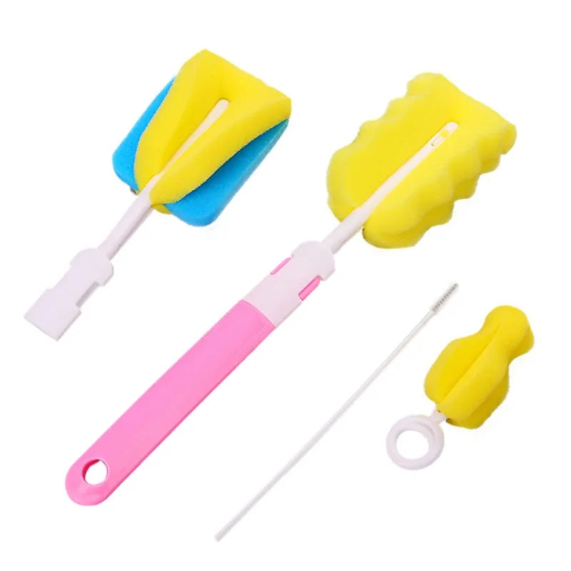 Baby Bottle Cleaning Brush Set Infant Nipple 360° Rotating Clean Sponge Spout Cup Pacifier Straw Brush Kit Bottle Clean Tool Set