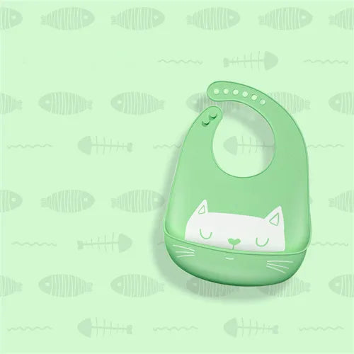 Infant Silicone Waterproof Baby Bibs for Feeding Food Soft Adjustable Burp Cloth Baby Stuff Bandana Bib Cartoon Elephant Bib