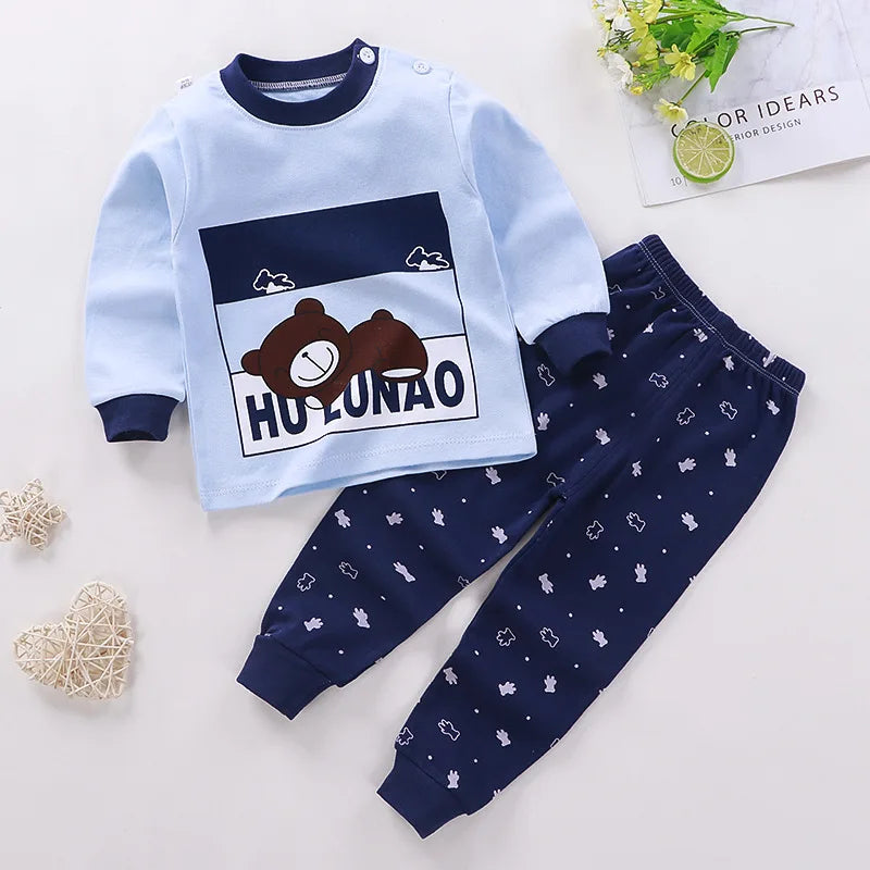 2024 Spring Autumn New Baby Clothing Set Cartoon Cotton Baby Boys Clothing Girls Suit Set 0-3 Year Baby Clothes
