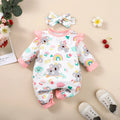 Newborn Baby Girl Bodysuit Cute Little koala Bodysuit+Headband2pcs fit 1-12Months Lnfant Baby Spring and Autumn Crawler Suit