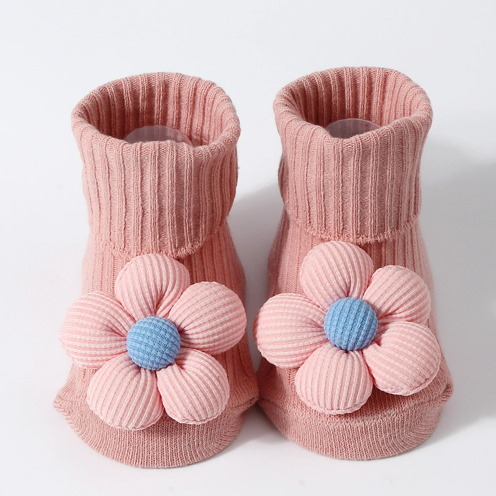 Baby Socks for Girl Anti-Slip Toddler Flower Mid Sock Anti-Slip First Walking Baby Socks 0-12M Knitted Cotton Elastic Tube Socks