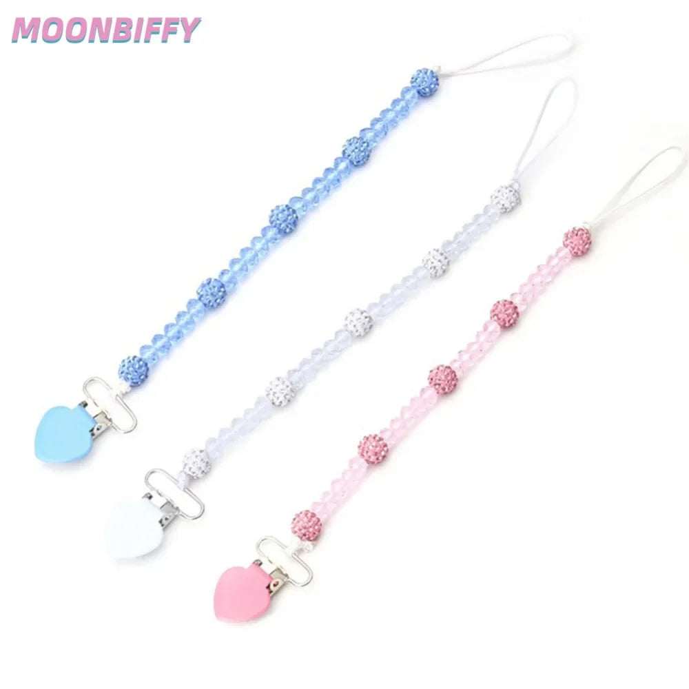 Pacifiers for Babies Attache Tetine Baby Teething Pacifier Clip Soother Nipple Chain Holder Universal Pacifier Faux Girl Crystal