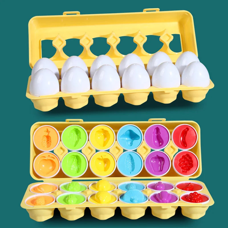 12 Matching Eggs Montessori Sensory Baby Toys Easter Eggs Chicken Colors Shapes Sorter Learning Educational Toy For  Kids Gifts