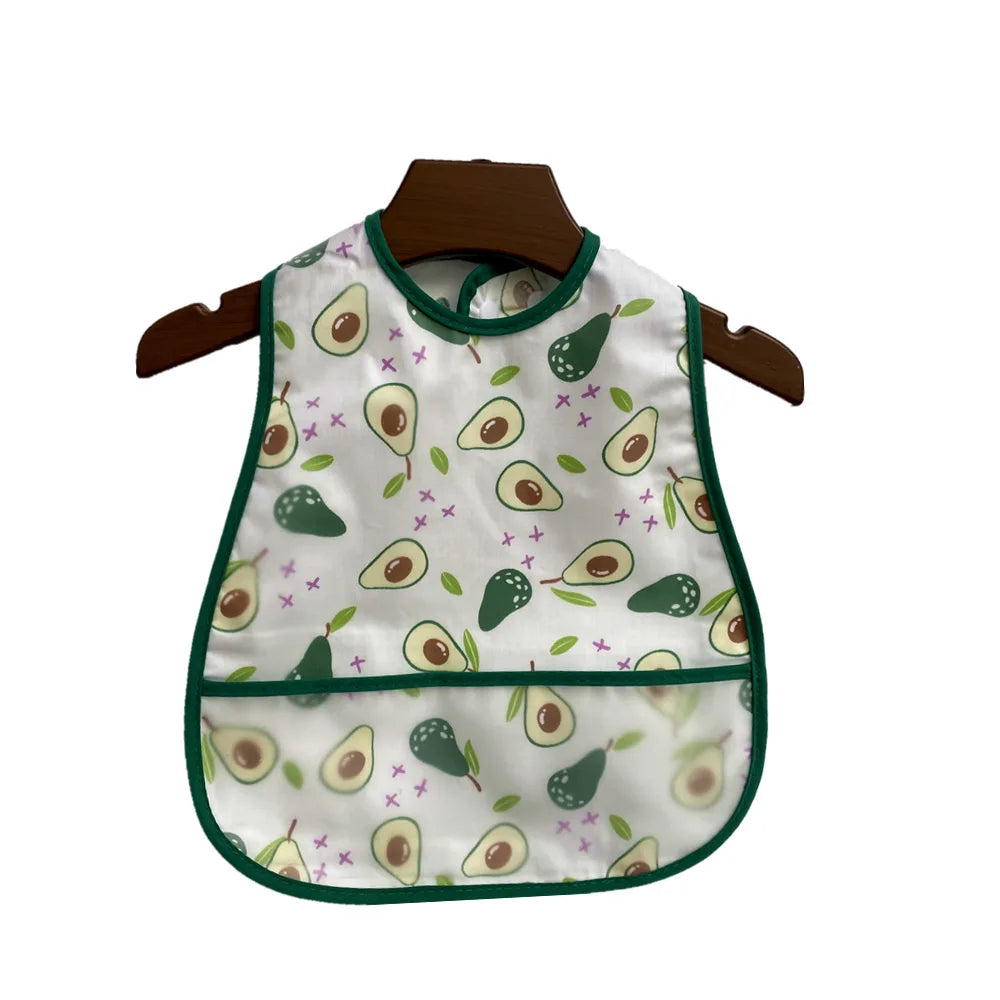 Baby Cartoon Pattern EVA Waterproof Feeding Bibs with Pocket Adjustable Cute for Children Apron Kids Boy Girls Burp Cloths Stuff