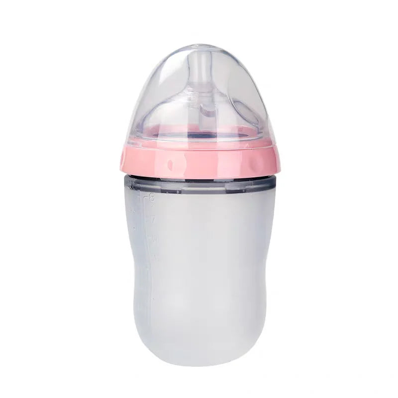 New 0-36 months baby nano-silicone bottle 240ml 150ml with handle Breastmilk-like design Soft milk pulling