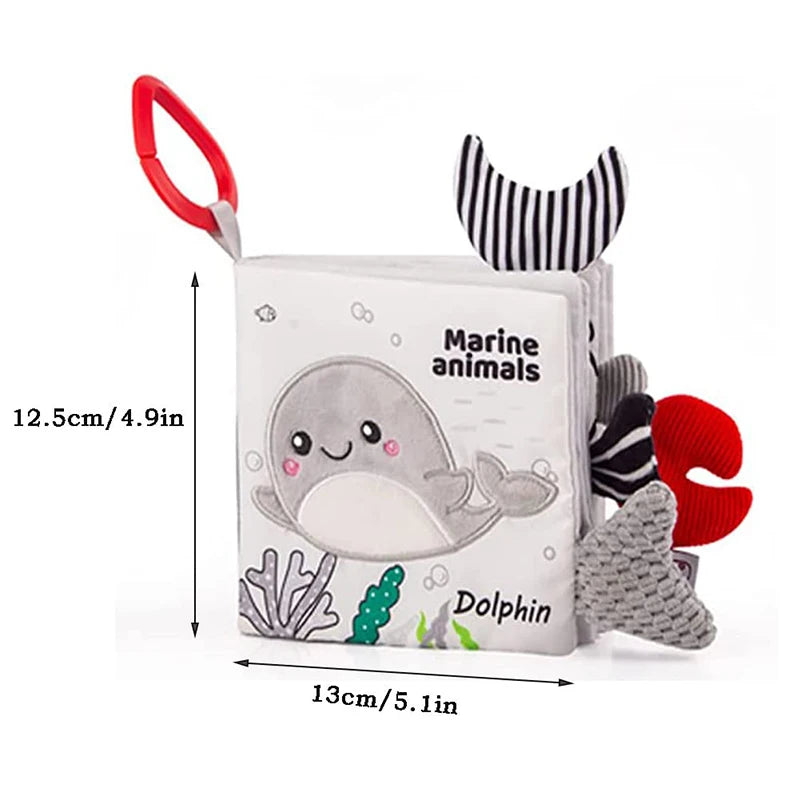 Soft Baby Books 3D Touch Feel High Contrast Cloth Book Sensory Early Learning Stroller Toys for Infant Toddler Toy 0-12 Months
