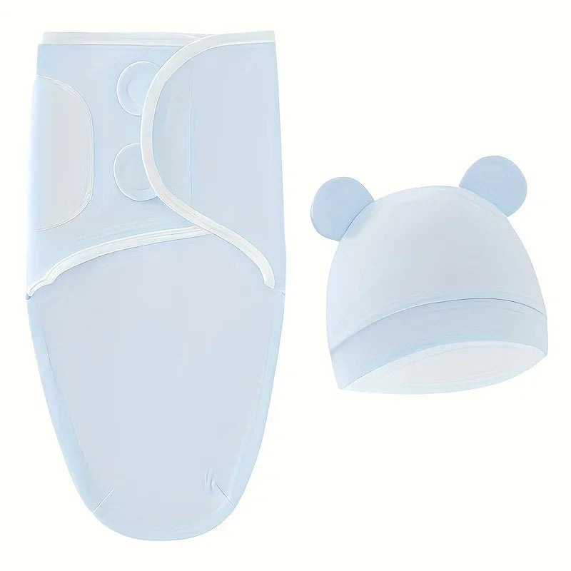 1PC Baby Swaddle Set with Hat, Soft Gray, Star, Cloud & Moon Patterns for Boys and Girls, Holiday Gift