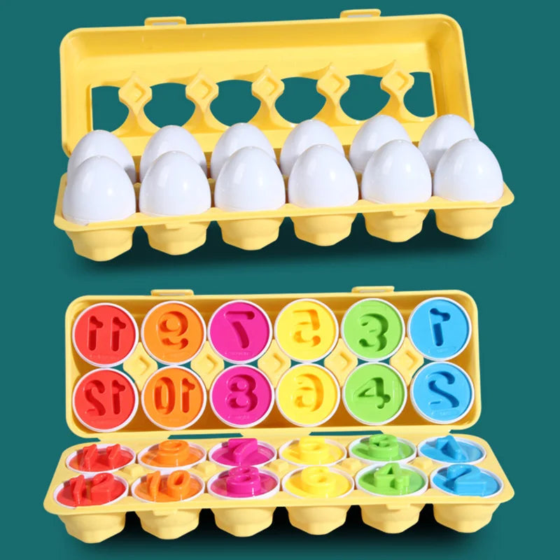 12 Matching Eggs Montessori Sensory Baby Toys Easter Eggs Chicken Colors Shapes Sorter Learning Educational Toy For  Kids Gifts