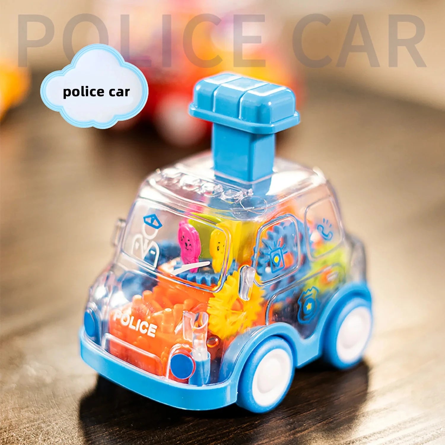 Baby Toy Cartoon Press Gear Car Toy Lnertia Pull-back Transparent Car Inertia Rebound Car Birthday Gifts for Kids Boys and Girls