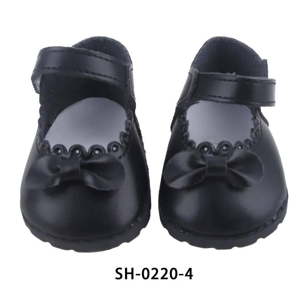 Cute 55cm Reborn Girl Doll Shoes 8cm PU Leather Bowknot Shoes For 22-Inch Baby New Born Girl Dolls Bear Cotton Toy Accessories