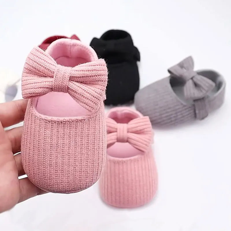 Baby shoes, princess shoes, wool bow baby shoes, soft-soled anti-slip walking shoes