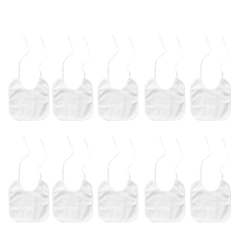 10Pcs White Children's Painting Bibs,Cotton Baby Drooling Bibs Waterproof Creative Color Painting DIY Bib Saliva Towel