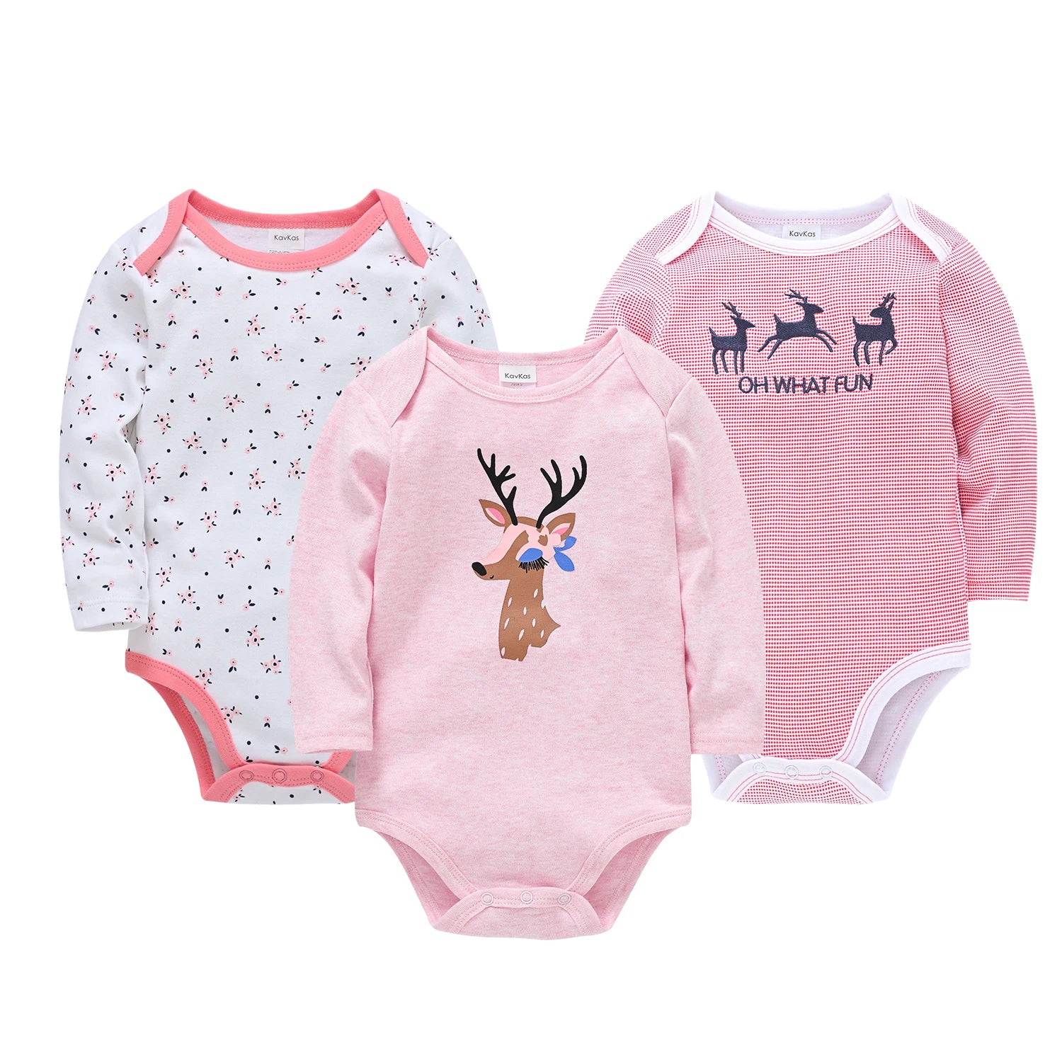 3/6 Pcs/Set  Baby Girls Clothing Set Red Deer Christmas Cute Printing Baby Bodysuit Long Sleeve Kids Rompers Cotton for 3-24M