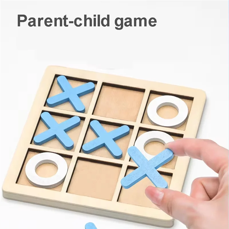 RTSHE-Wooden Board Tic-Tac Toe Game XO Table Game Toy Classical Family Children Puzzle Game Educational Toys