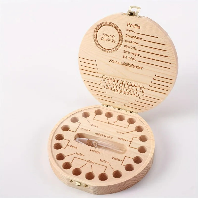 Wooden Baby Kids Tooth Storage Box Tooth Wood Box Organizer Milk Teeth Wood Storage Collecting Teeth Umbilical Cord Box