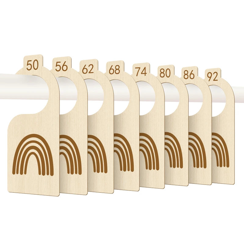 8Pcs Baby Clothes Size Hanger Organizer Wooden Portable Hanger Baby Closet Dividers for Room Daily Use Wardrobe Birthday Closet