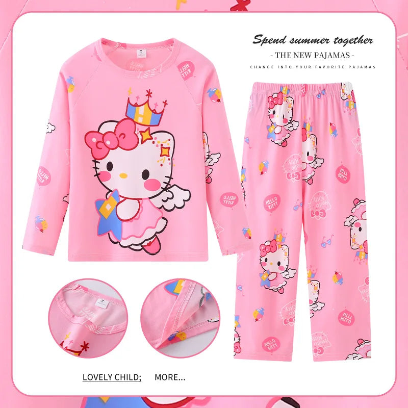 New Pajamas Boys Girls Pajamas Stitch Clothing Sets Kids Long Sleeve +Pant 2 Pieces Children Home Clothing Girl Nightgown Pjs