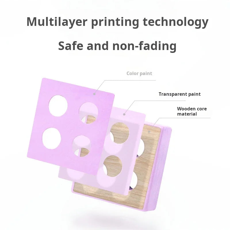 Mini Montessori Toy Wooden Building Blocks Educational Toys Macarone Color Color Shape Match Puzzle Toys For Boys Girls