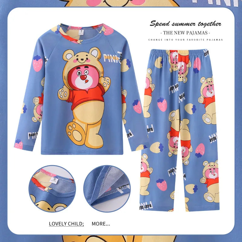 New Pajamas Boys Girls Pajamas Stitch Clothing Sets Kids Long Sleeve +Pant 2 Pieces Children Home Clothing Girl Nightgown Pjs