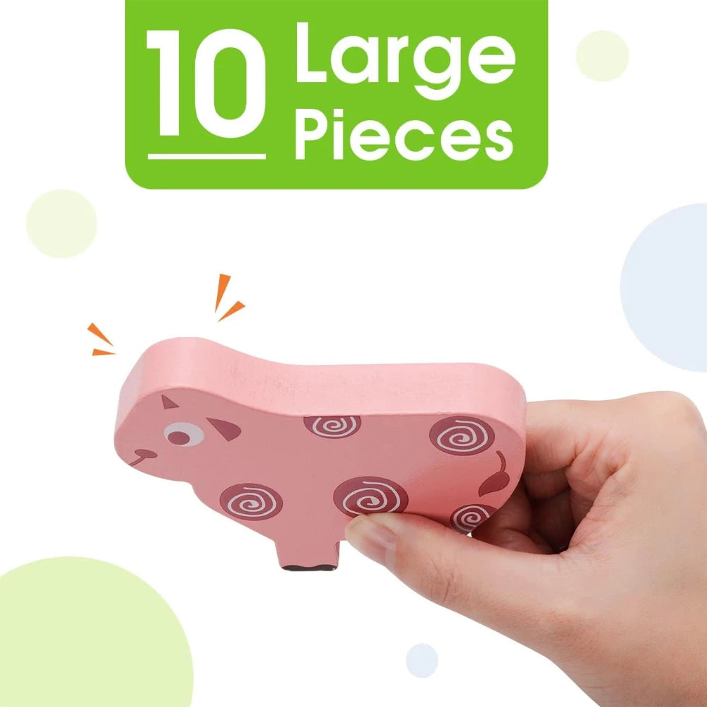 Montessori Toys for Baby, Wooden Animal Blocks Sorting & Stacking Toys for 2-4 Toddlers Girl Boy Gifts, Kids Educational Toys