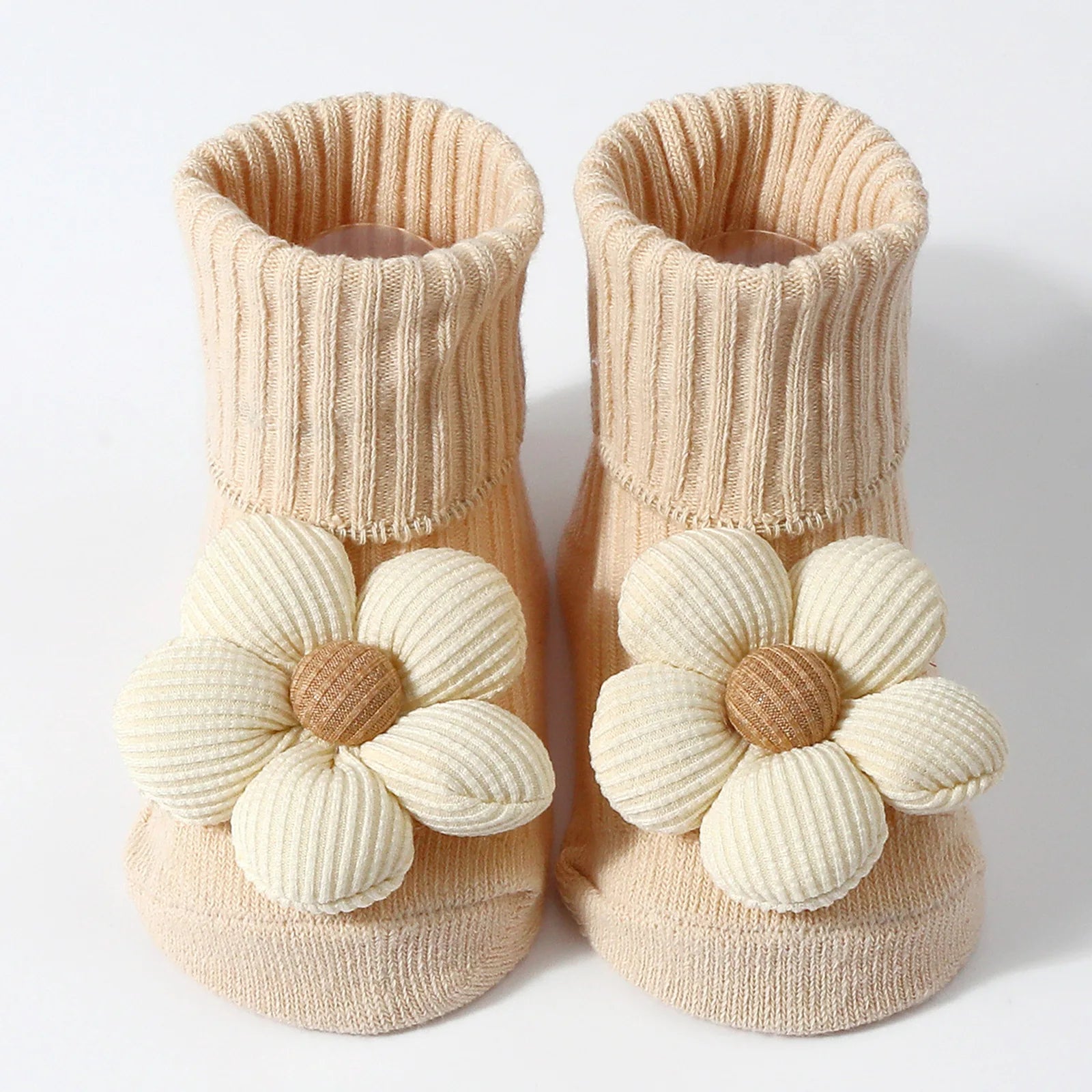 Baby Socks for Girl Anti-Slip Toddler Flower Mid Sock Anti-Slip First Walking Baby Socks 0-12M Knitted Cotton Elastic Tube Socks