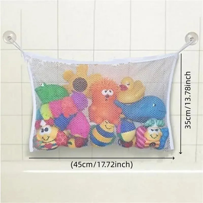 Baby Shower Toy Cute Duck Frog Net Toy Storage Bag Strong Suction Cup Baby Shower Game Bag Bathroom Organizer Water Toy