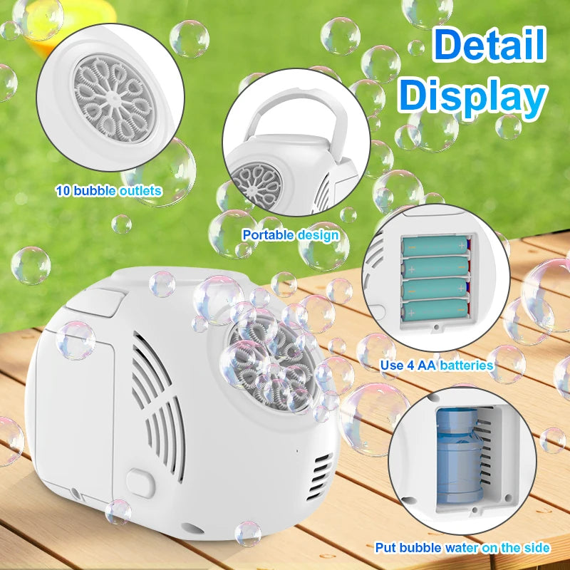 10 hole fully automatic bubble machine for children's kindergarten outdoor activities bubble toy without battery bubble water