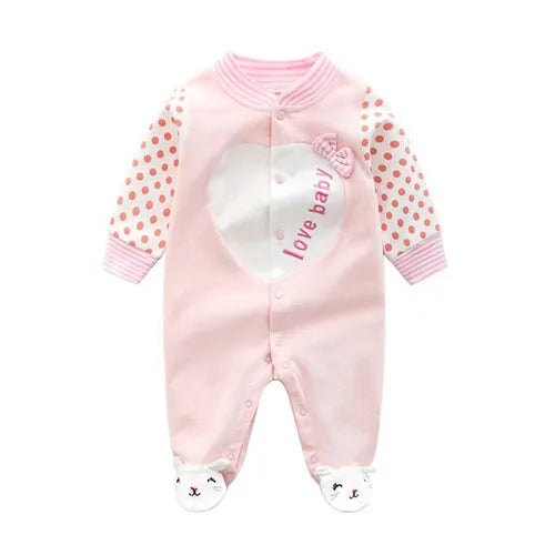 Autumn Baby Clothes 0 To 3 6 12 Months For Infant Newborn Girl Rompers pink Princess girls Jumpsuit with Foot Kids Bodysuit