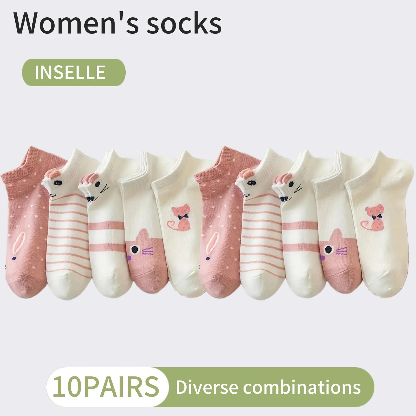 10 Pairs Women Cartoon Patterned Socks Trendy And Fashionable Versatile Socks Lightweight Breathable Comfortable Casual Socks
