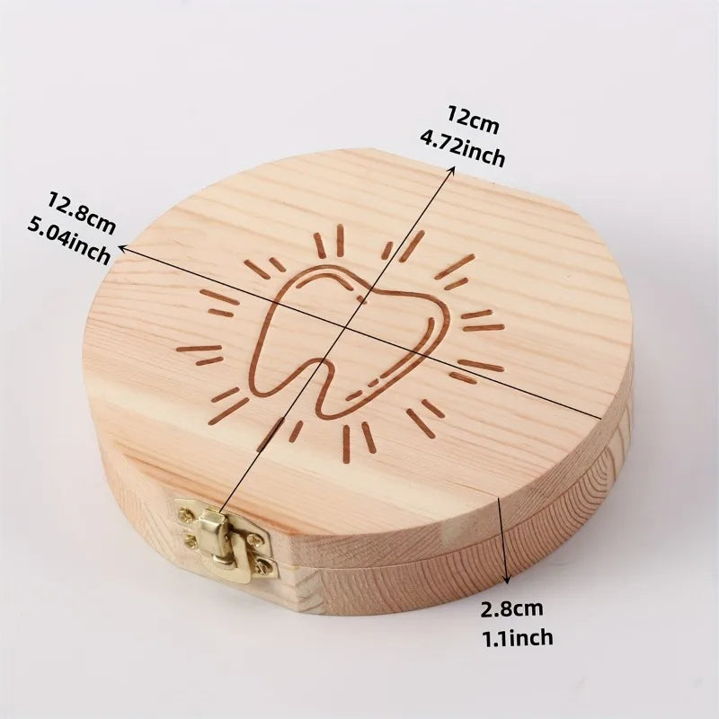 Wooden Baby Kids Tooth Storage Box Tooth Wood Box Organizer Milk Teeth Wood Storage Collecting Teeth Umbilical Cord Box