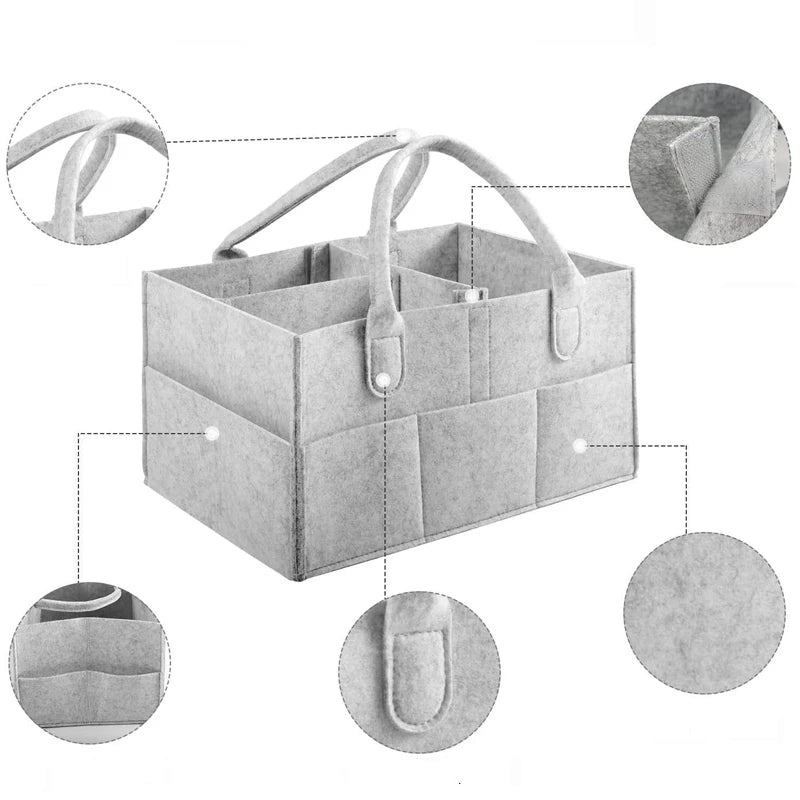 Felt Diaper Bag Baby Organizer Pockets handheld mummy bag mother and baby storage bag Nappies Organizer